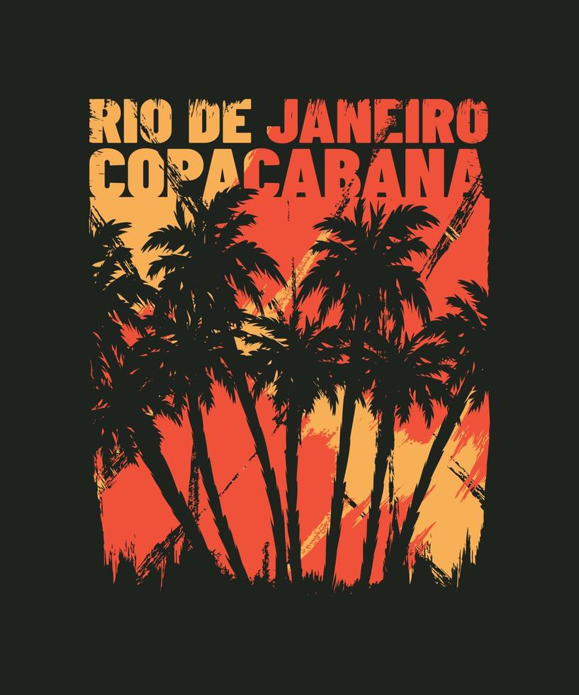 copacabana rio de janeiro retro beach tshirt design vector