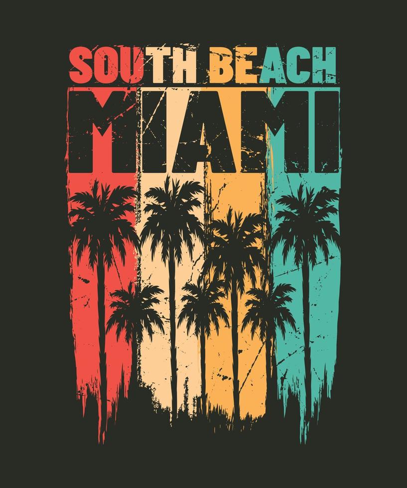 South Beach Miami Summer Tshirt design vector