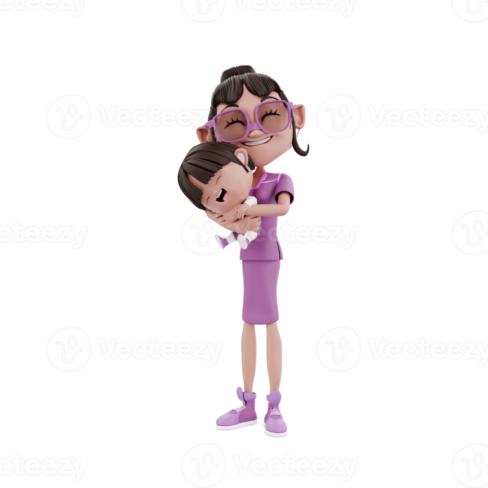 3d Render Mother and Child illustration png