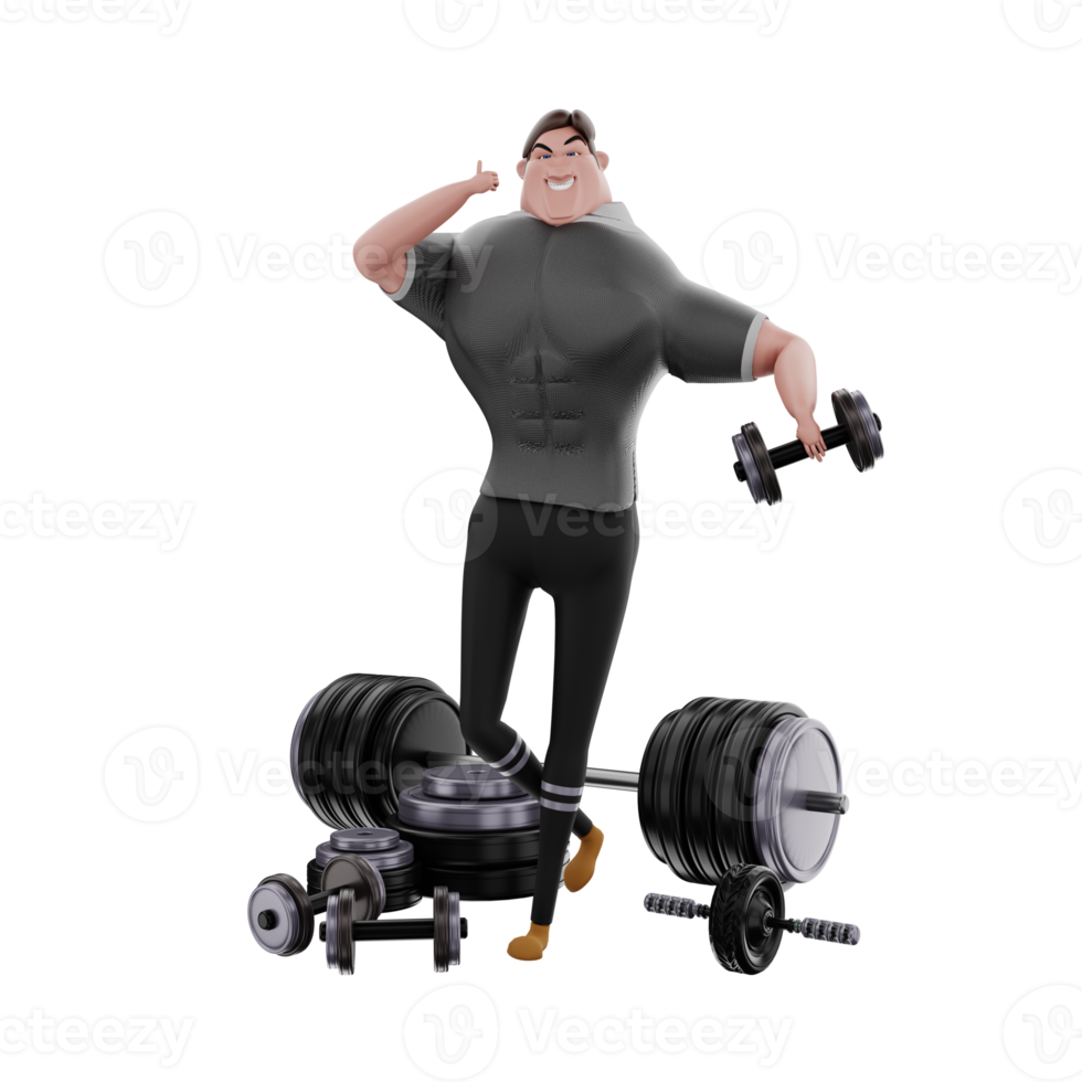 3d  gym athlete illustration png