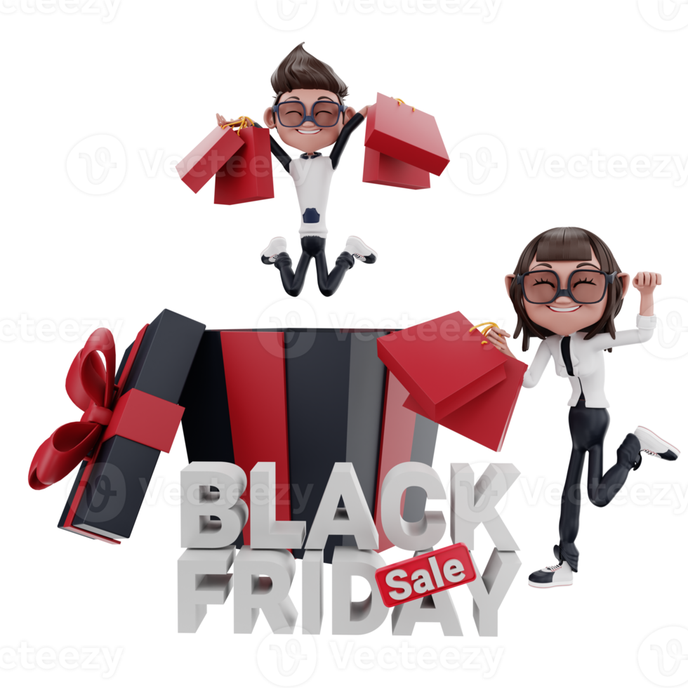 3d  black friday illustration png