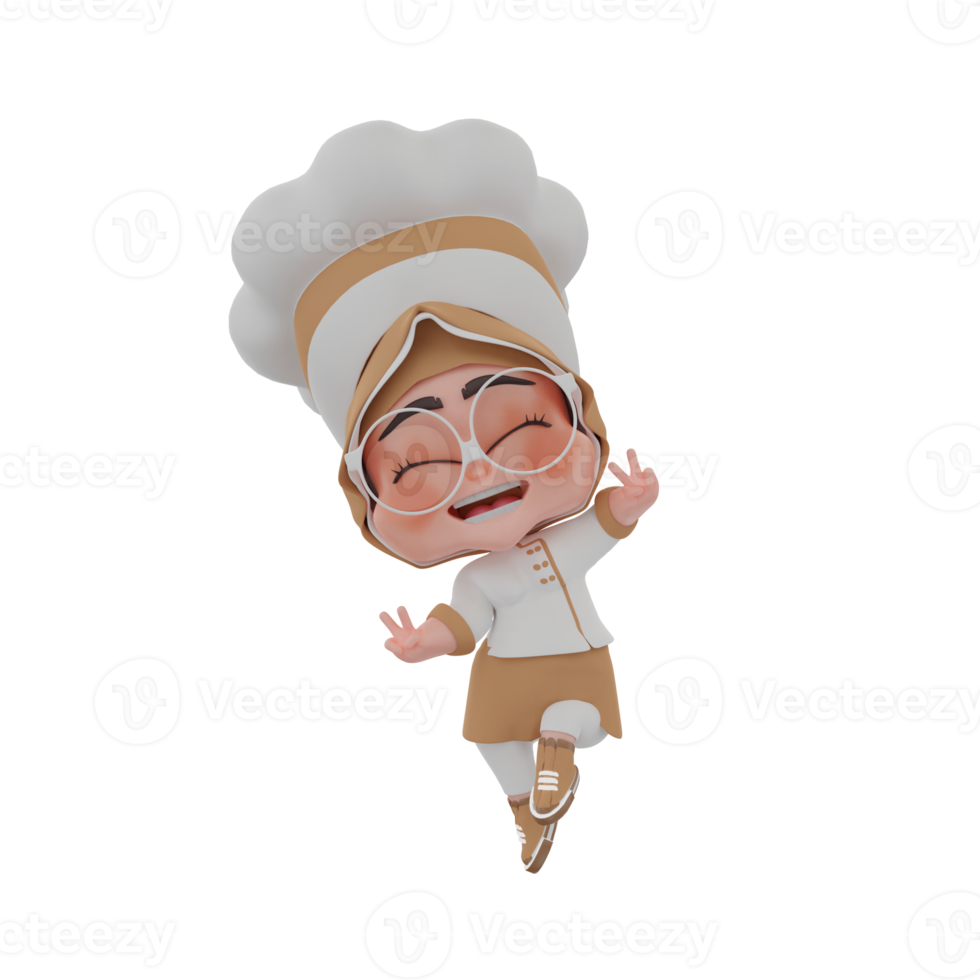 3d  girl chef illustration png