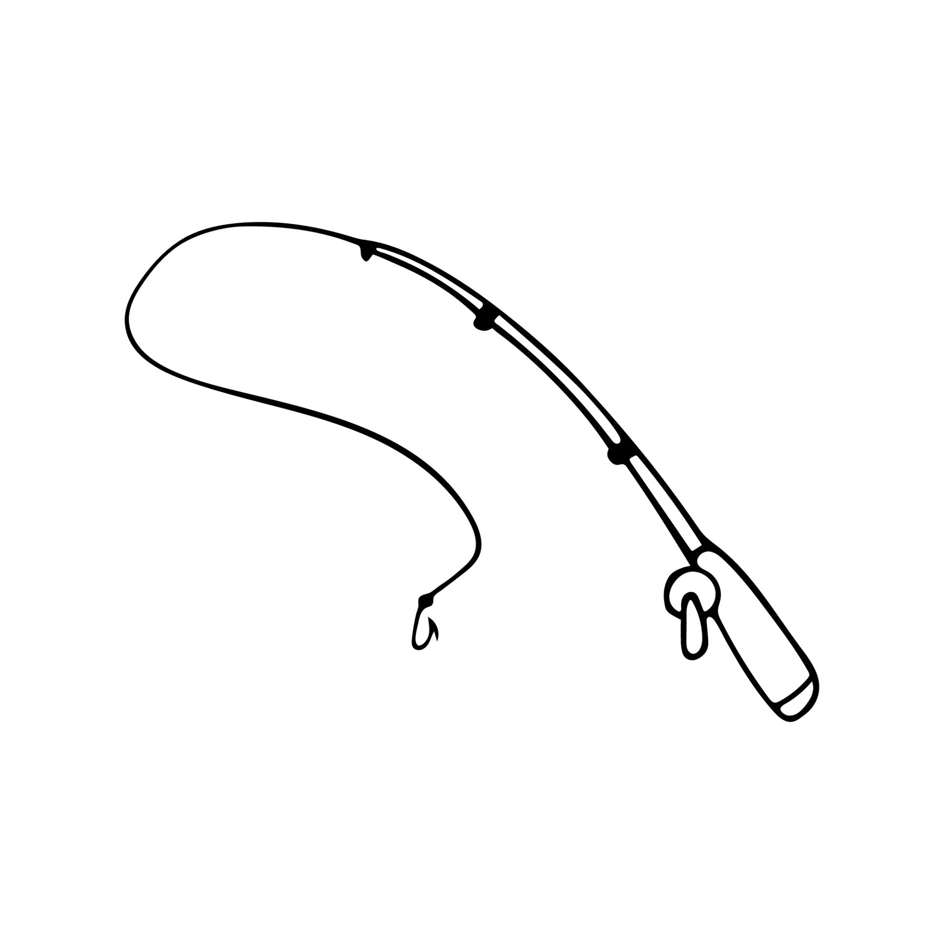 Hand drawn doodle fishing rod. Vector clipart. Outline. 9298106