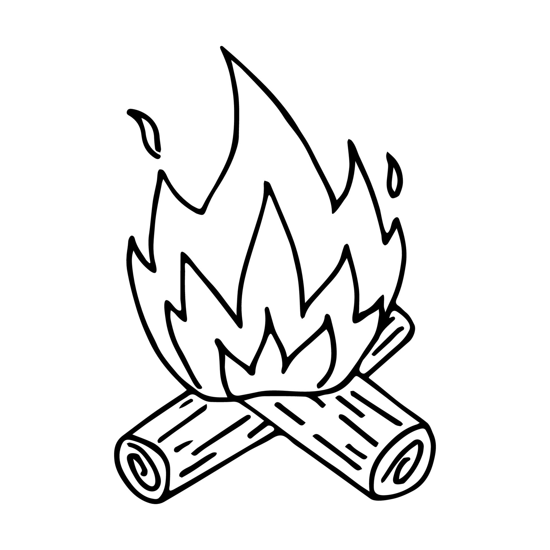 Hand drawn doodle campfire. Vector bonfire clipart. Outline. 9298129
