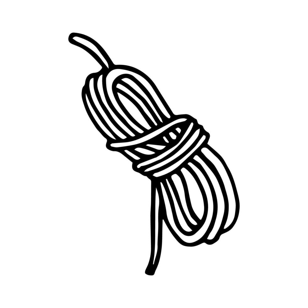 Hand drawn doodle rope. Vector camping string. Outline.