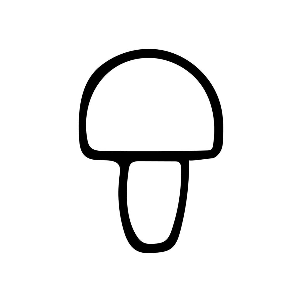 Hand drawn doodle mushroom. Vector forest edible mushroom. Outline.