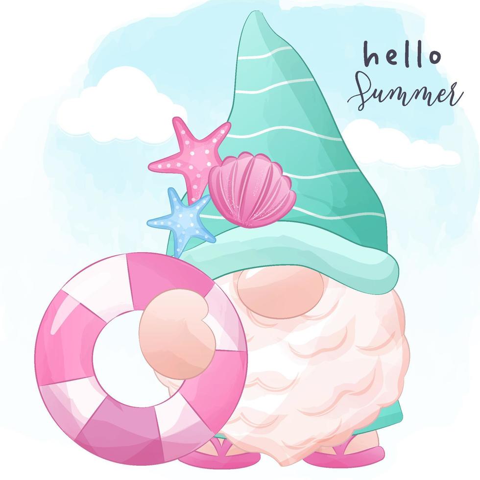 Cute Summer Gnome Illustration vector