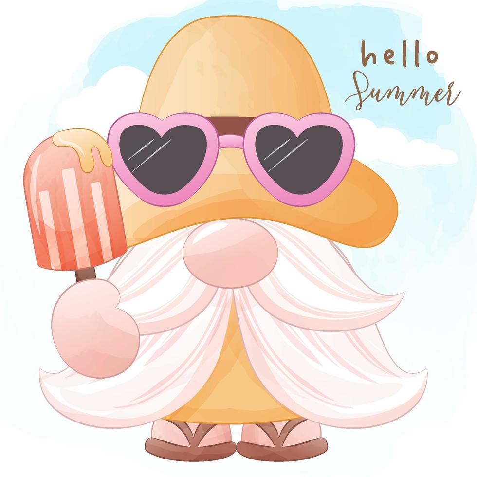 Cute Summer Gnome Illustration vector