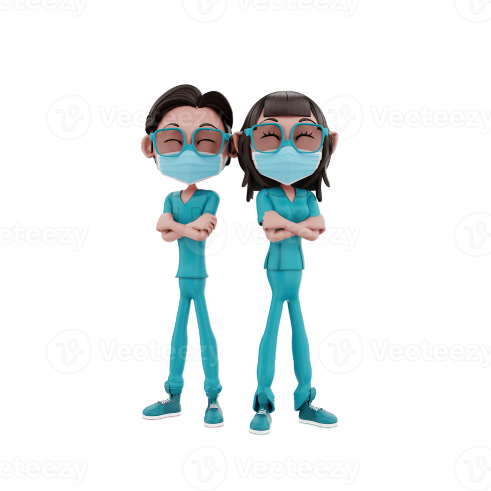 3D render nurse character illustration png