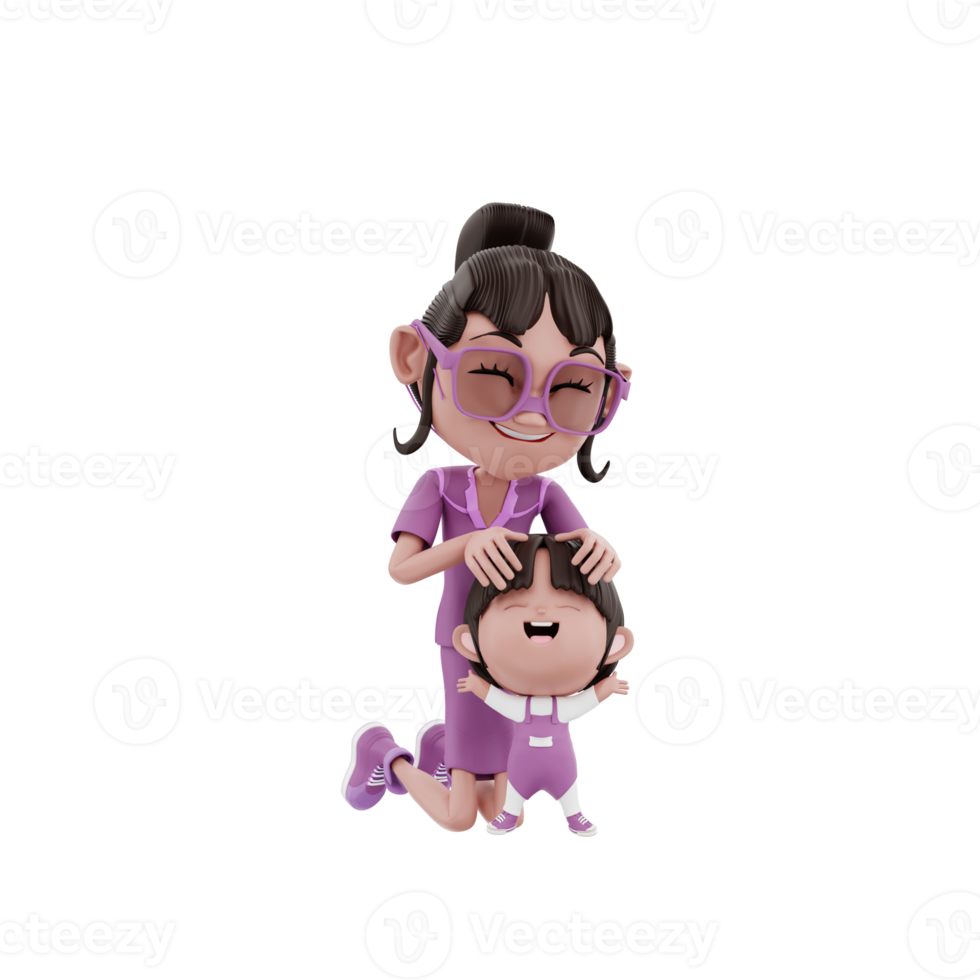 3d Render Mother and Child illustration png