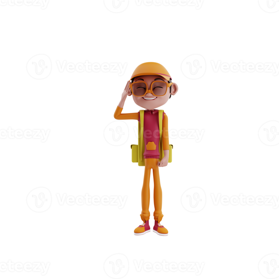 3d render Courier Pizza illustration png