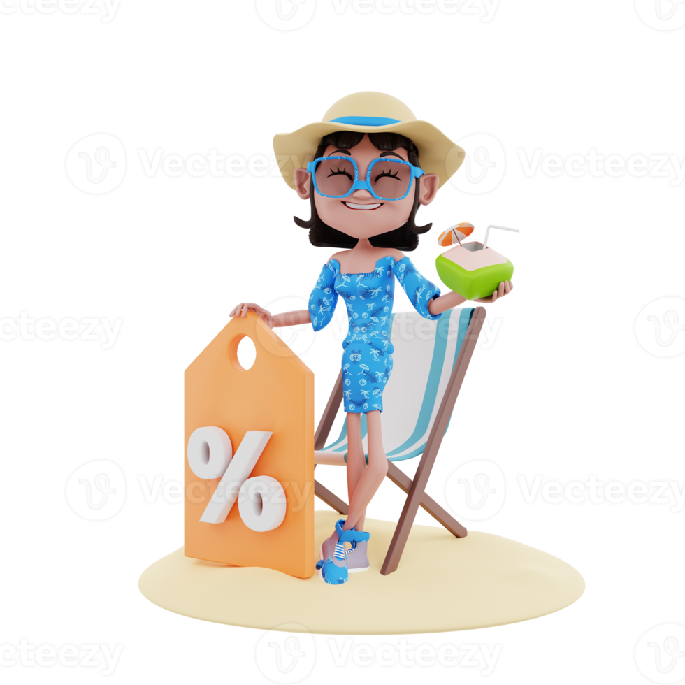 ilustración de verano 3d png