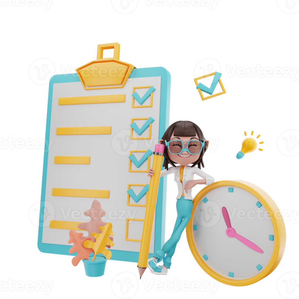 3D rendering of time management illustration png