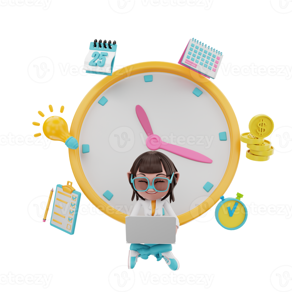 3D rendering of time management illustration png