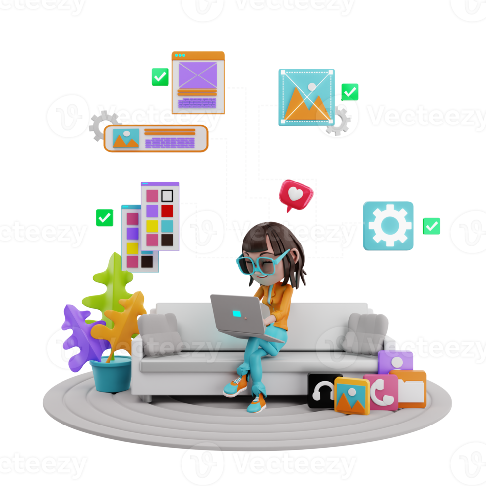 3D Illustration of web development png