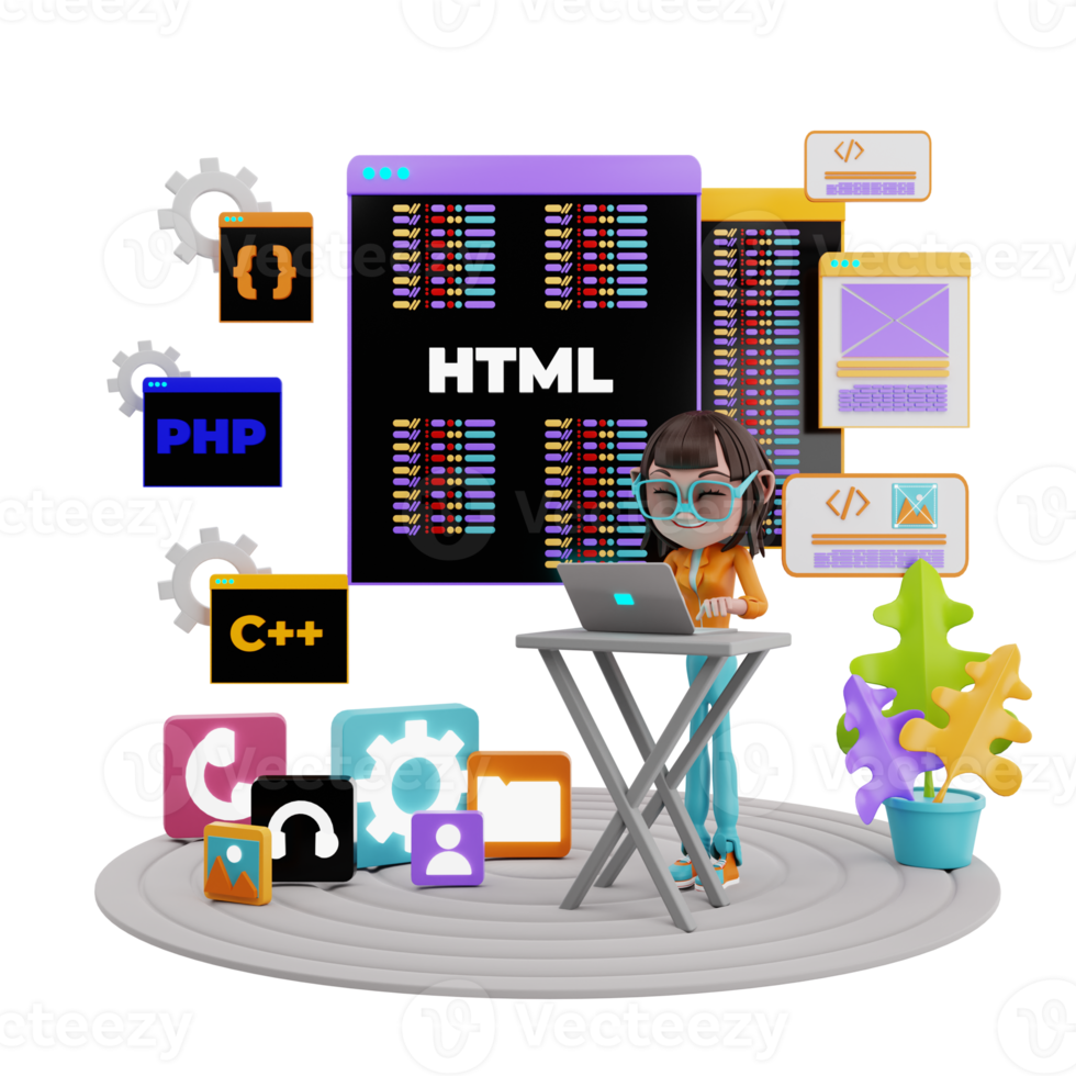 3D Illustration of web development png