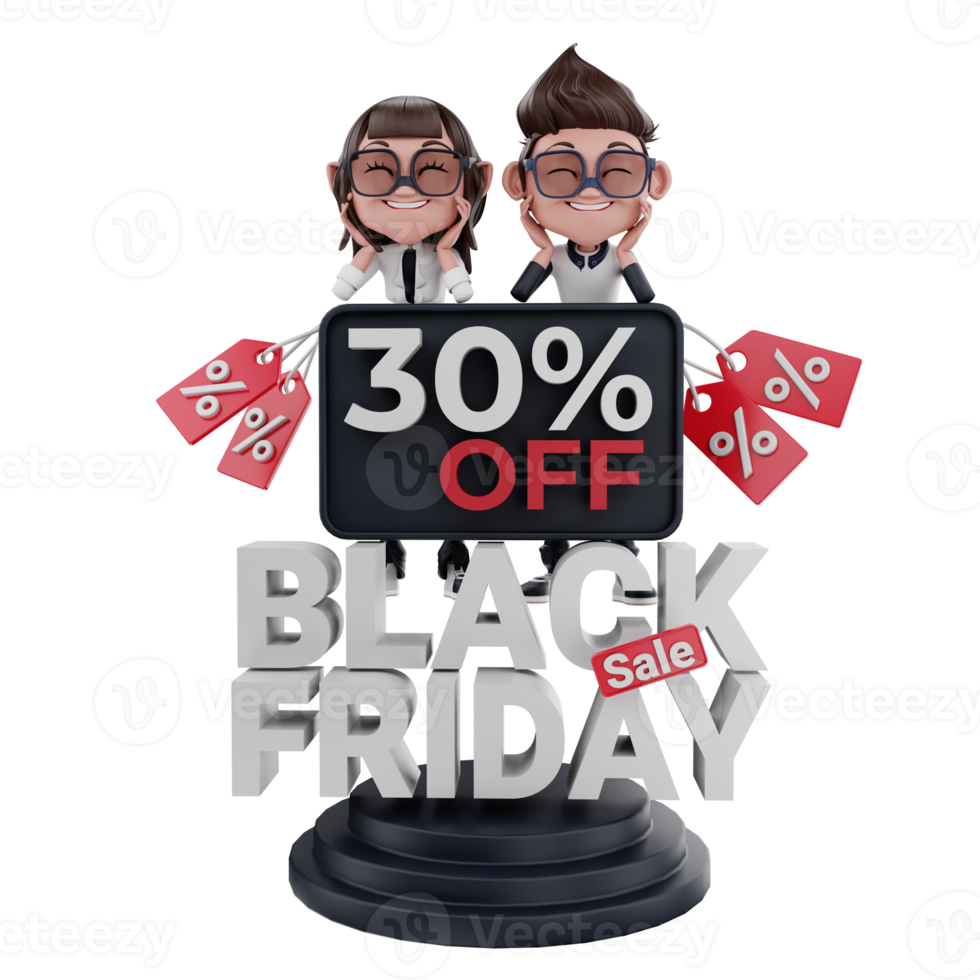 3d  black friday illustration png