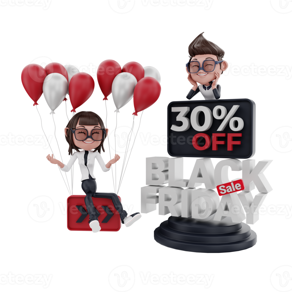 3d  black friday illustration png