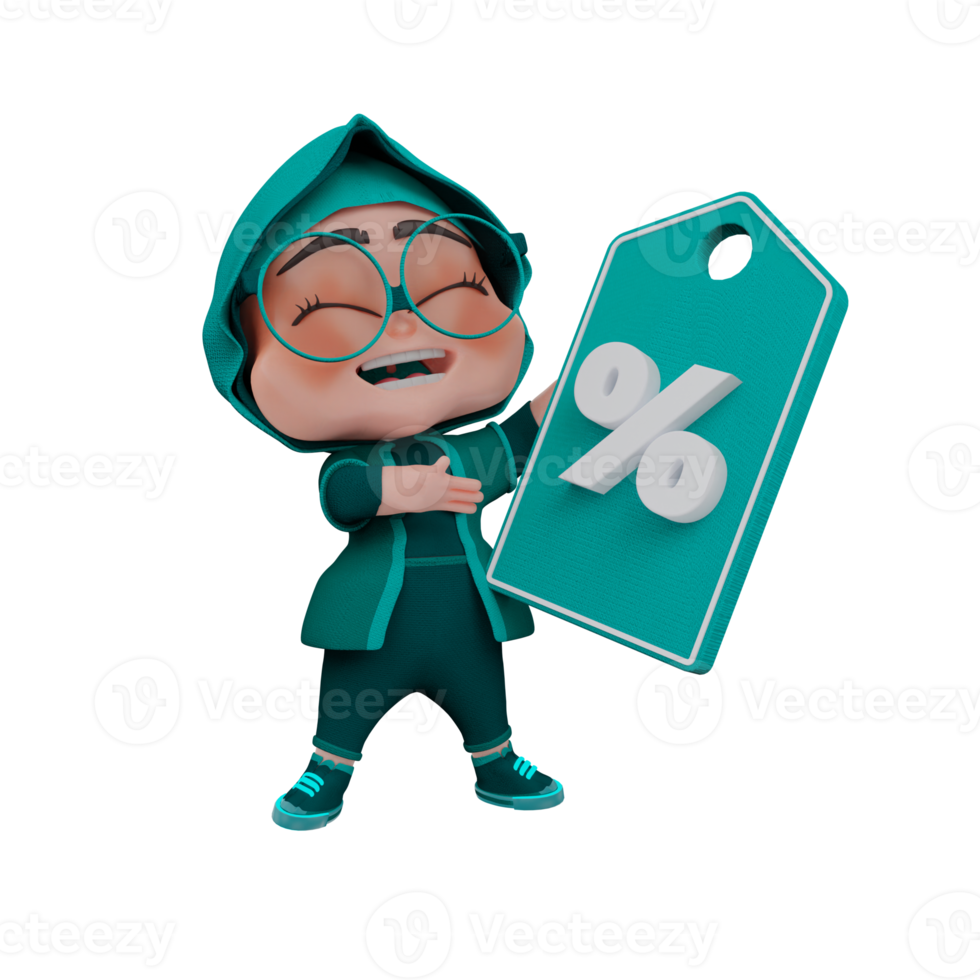 3d  hijab character illustration png