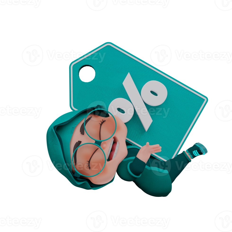 3d  hijab character illustration png