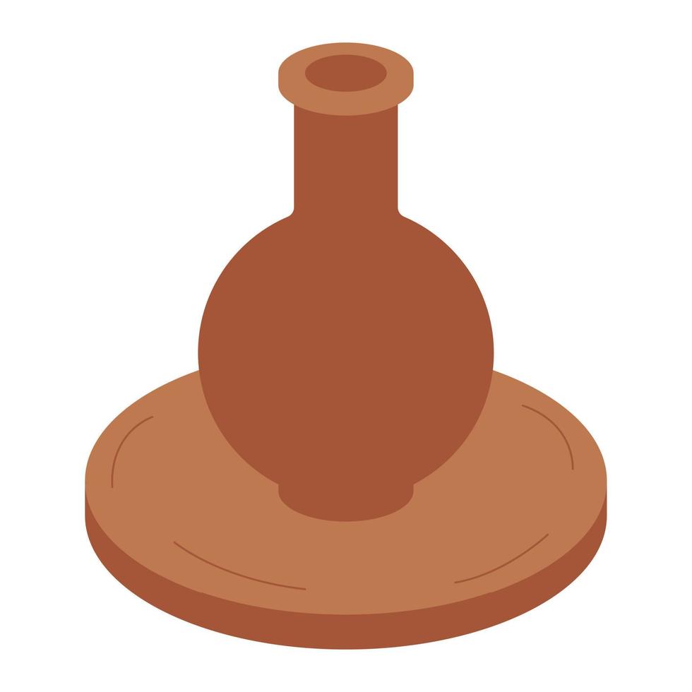 Clay jug on a potter's wheel. Craft and hobby for creativity. Flat style. Vector illustration