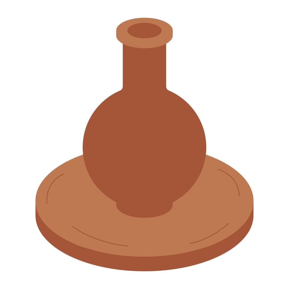 Clay jug on a potter's wheel. Craft and hobby for creativity. Flat style. Vector illustration