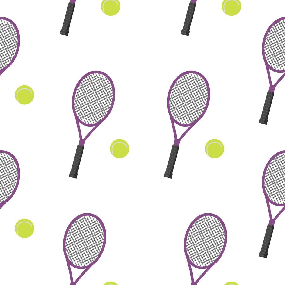 patrón sin costuras con raqueta de tenis y pelota. elementos deportivos. estilo plano ilustración vectorial vector