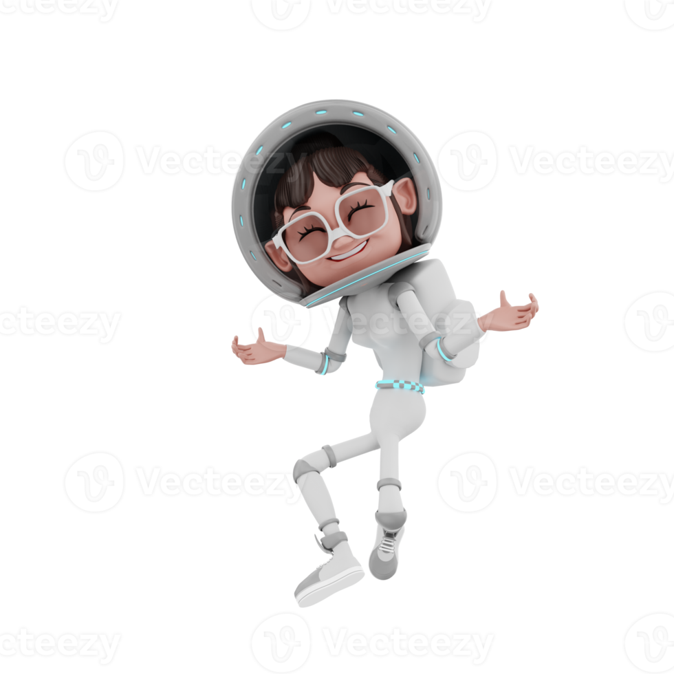 Rendering 3d dell'illustrazione del personaggio dell'astronauta png