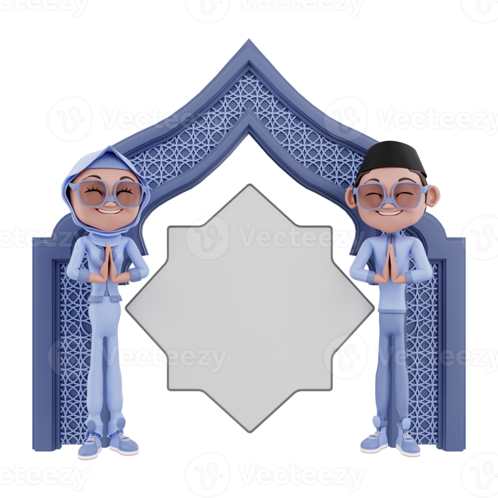 3d personaggi del ramadan illustrazione png