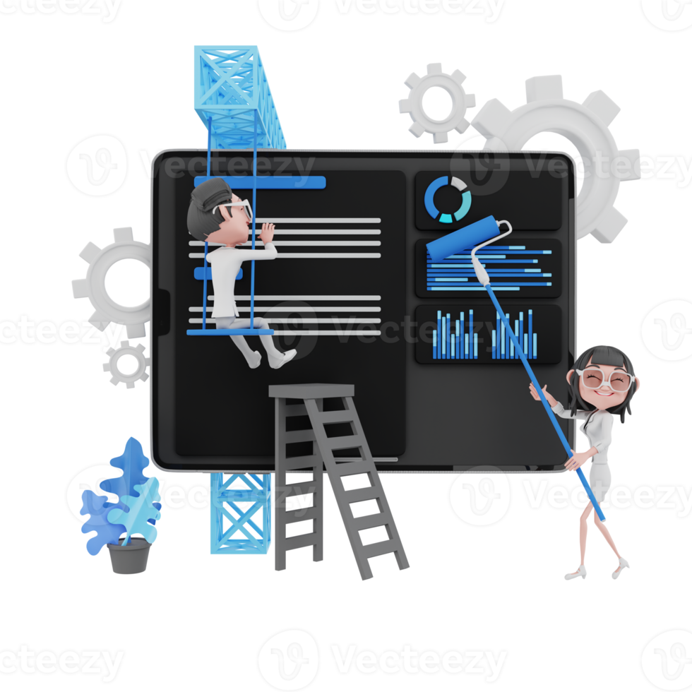 3D render teamwork illustration png