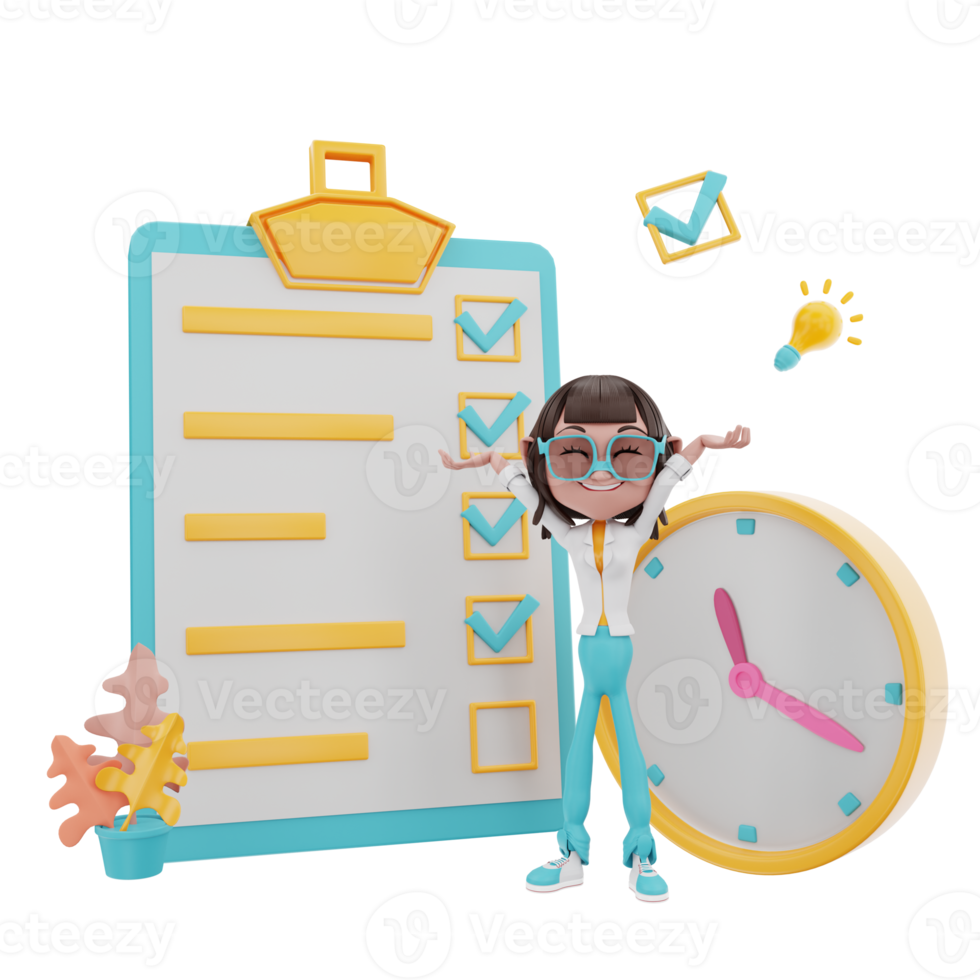 3D rendering of time management illustration png