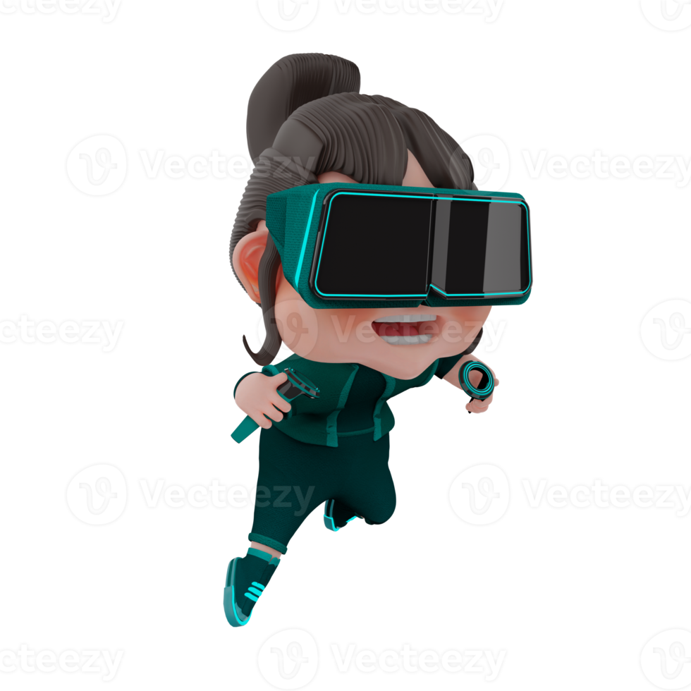 3D Render cute Metaverse character illustration png