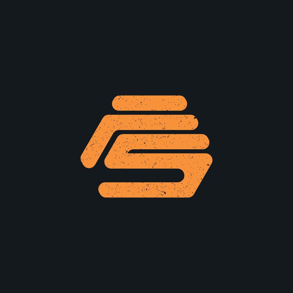 abstract initial letter FS logo in orange color isolated in black background applied for home furnishing logo also suitable for the brands or companies that have initial name SF vector