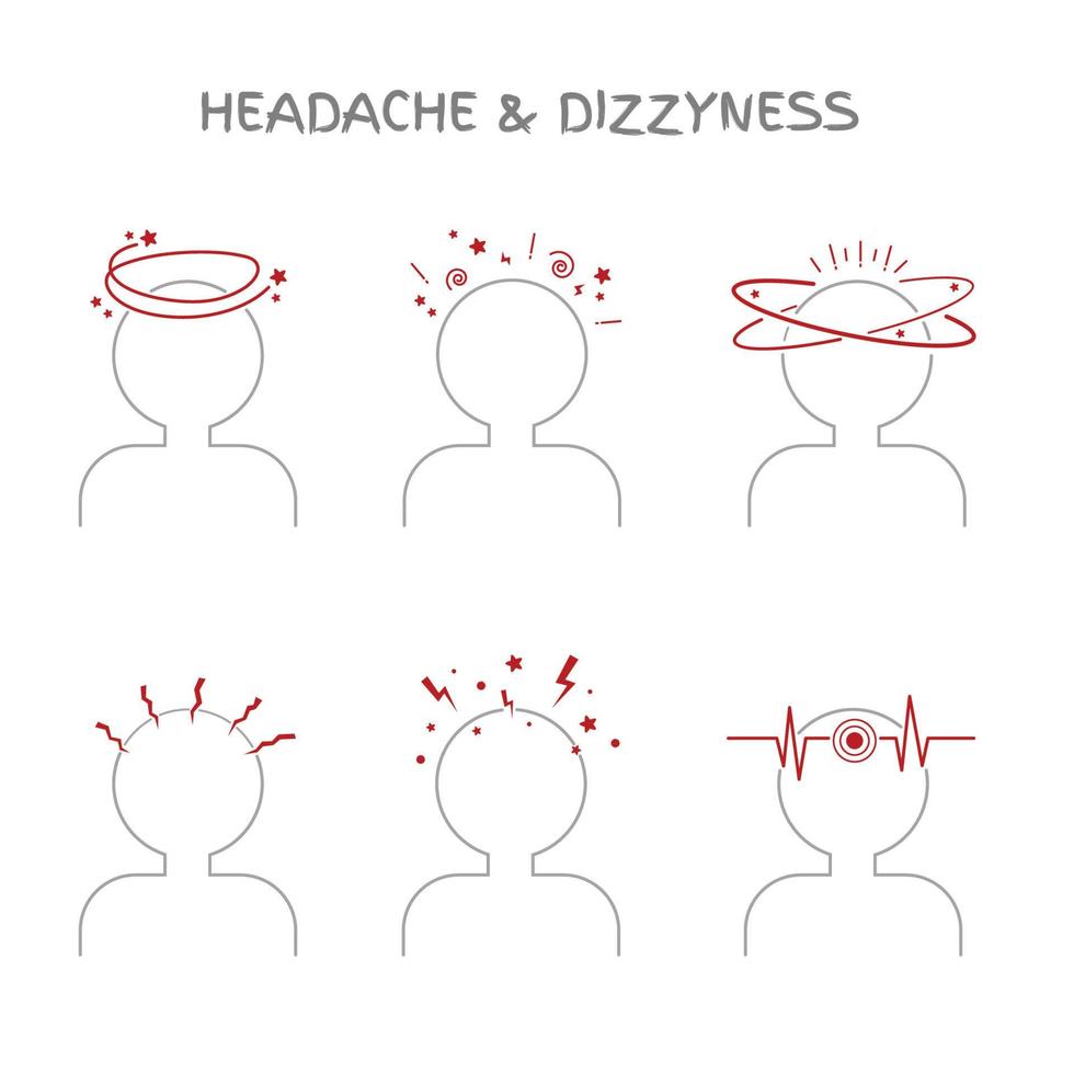 Set of headache and dizziness signs for medical and healthcare illustrations vector