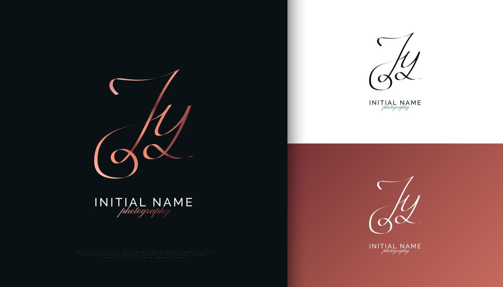 JY Initial Signature Logo Design with Elegant and Minimalist Handwriting Style. Initial J and Y Logo Design for Wedding, Fashion, Jewelry, Boutique and Business Brand Identity vector