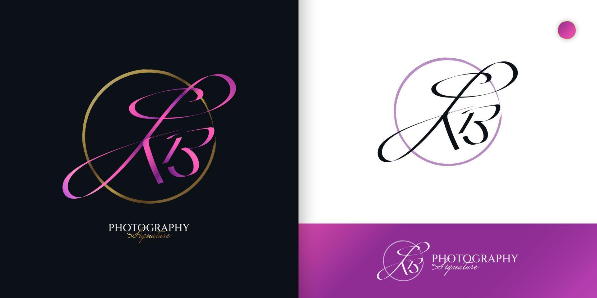 KB Initial Signature Logo Design with Elegant and Minimalist Handwriting Style. Initial K and B Logo Design for Wedding, Fashion, Jewelry, Boutique and Business Brand Identity vector