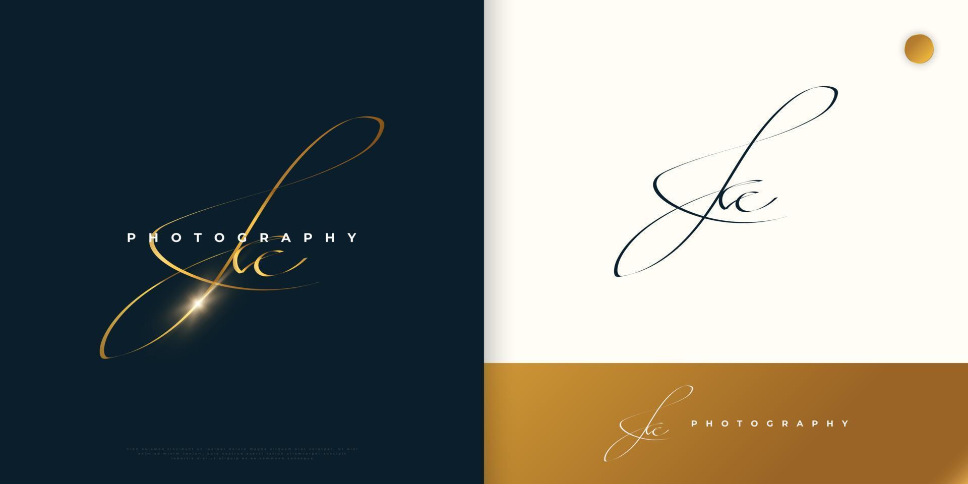 KC Initial Signature Logo Design with Elegant and Minimalist Gold Handwriting Style. Initial K and C Logo Design for Wedding, Fashion, Jewelry, Boutique and Business Brand Identity vector