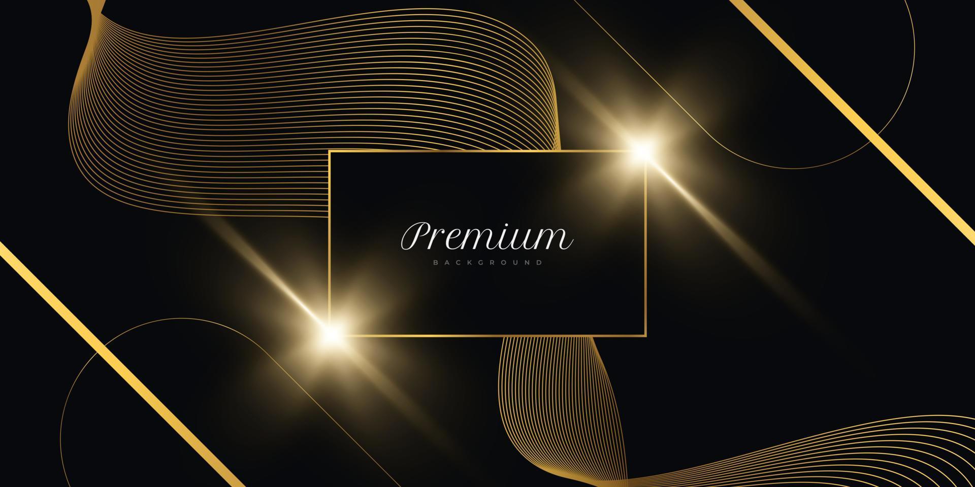 Luxury Black and Gold Background with Wavy Gold Lines and Light Effect. Premium Black and Gold Background for Award, Nomination, Ceremony, Formal Invitation or Certificate Design vector