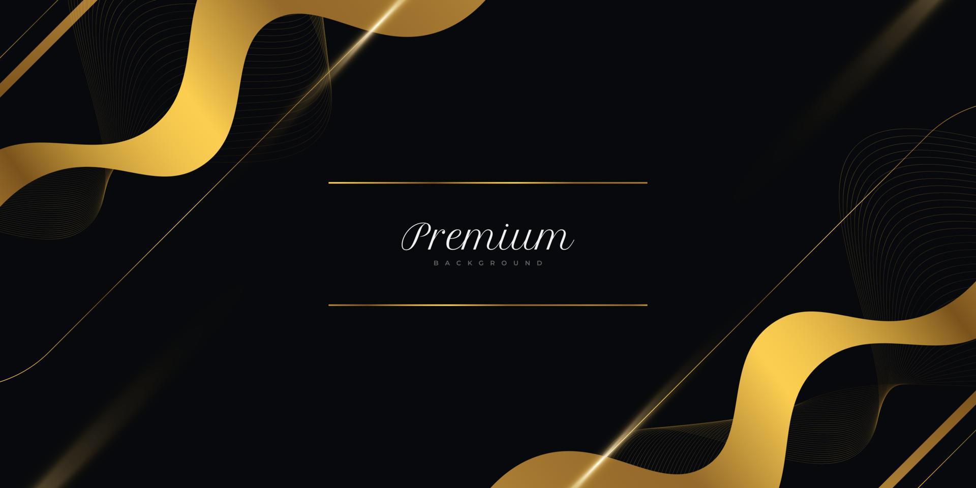 Luxury Black and Gold Background with Wavy Gold Lines and Light Effect. Premium Black and Gold Background for Award, Nomination, Ceremony, Formal Invitation or Certificate Design vector