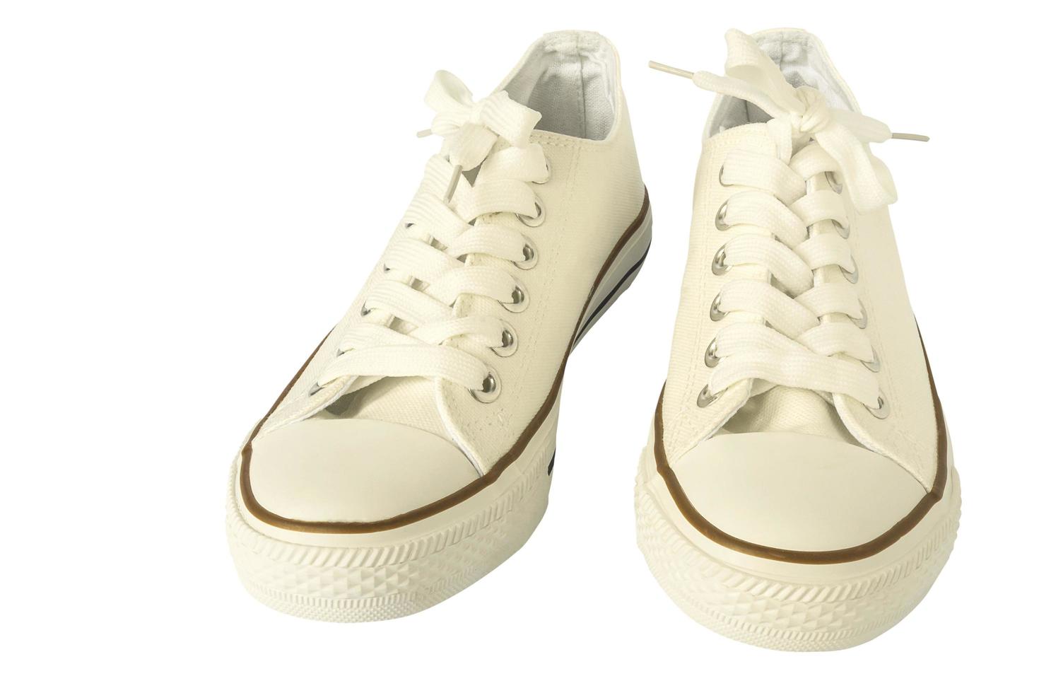 White beautiful sneakers fashion shoe for woman isolated over white with CLIPPING PATH photo