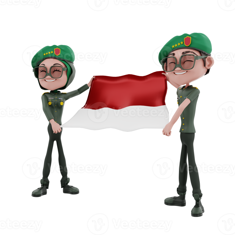 3D character indonesian independence days illustration png