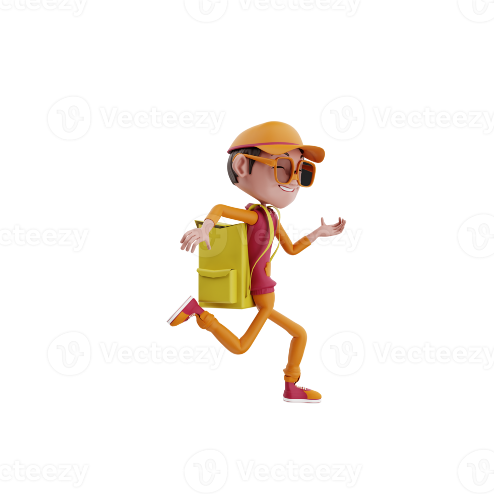 3d render Courier Pizza illustration png