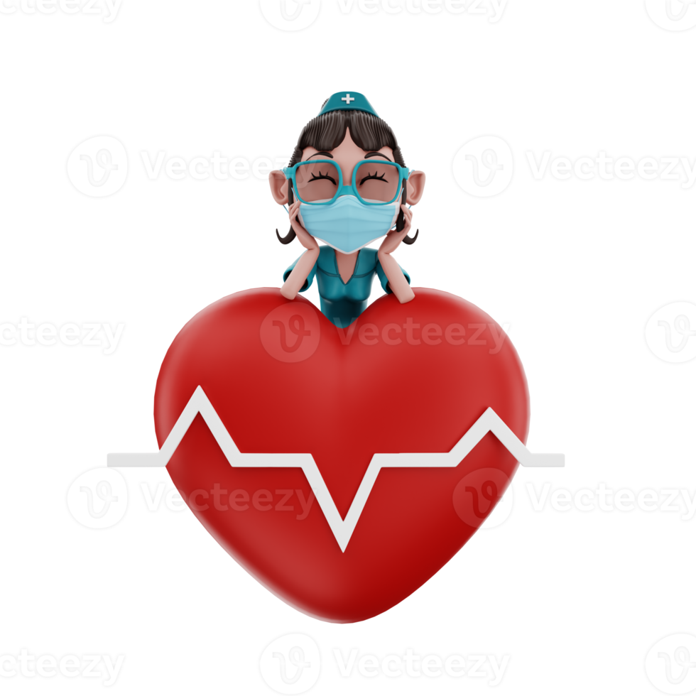 3D render nurse character illustration png