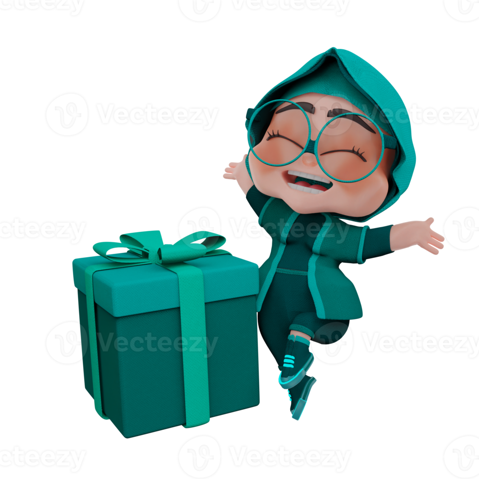 3d  hijab character illustration png