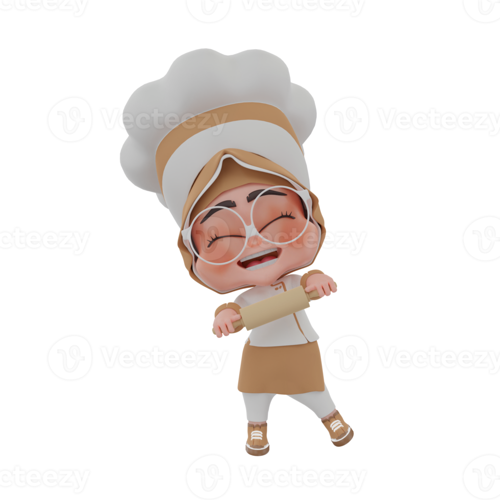 3d  girl chef illustration png