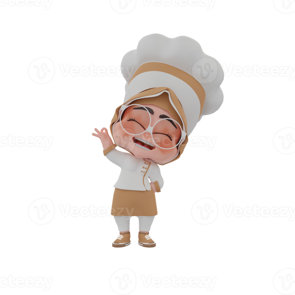 Ilustración de chef chica 3d png