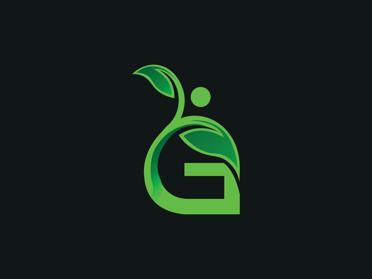 natural G logo. G logo with leaf icon design free vector template.