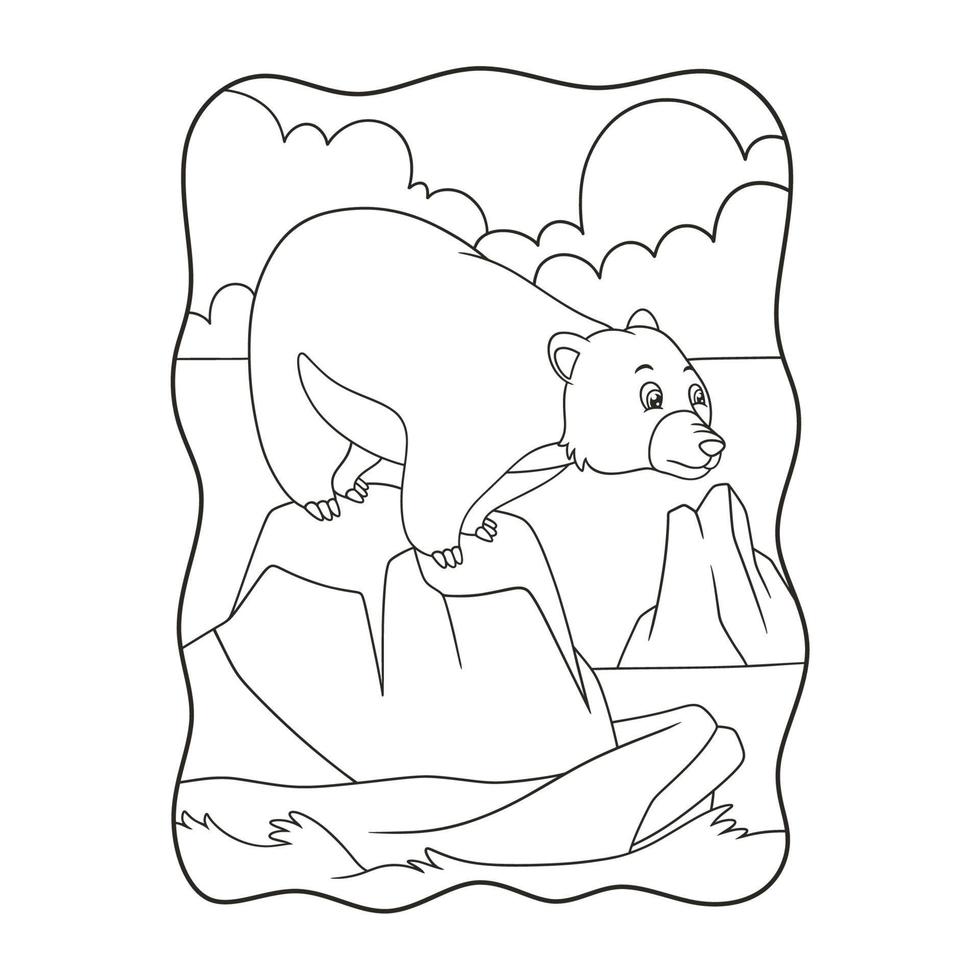 ilustración de dibujos animados oso polar está de pie y mirando el agua buscando peces para un libro de comida o una página para niños en blanco y negro 9299737 Vector en ilustración de dibujos animados oso polar está de pie y mirando el agua buscando peces para un libro de comida o una página para niños en blanco y negro 9299737 Vector en
