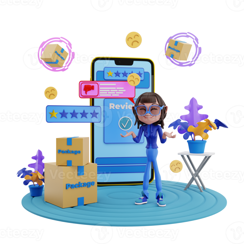 3d render customer reviews illustration png