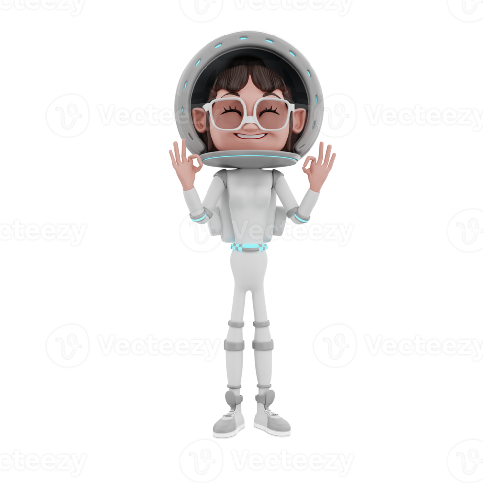 3D-rendering av astronaut karaktär illustration png